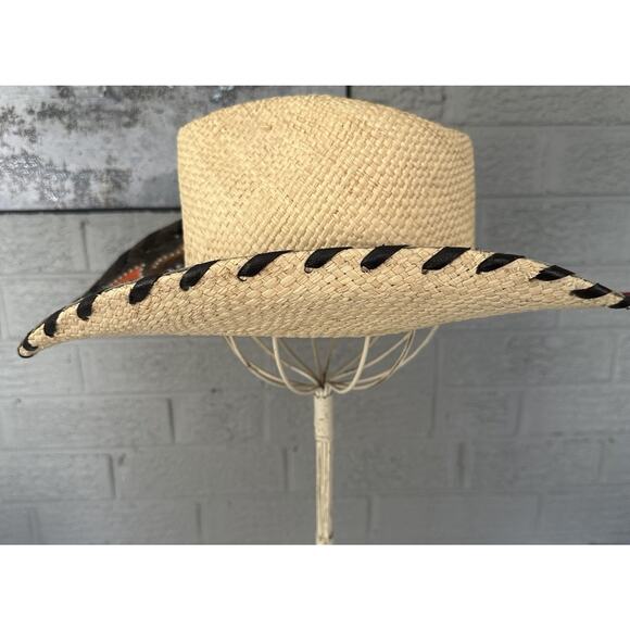 Bullhead Gypsy Queen Platinum Collection Leather Straw Hat Western Brim 3 3/4 Sm main image 13